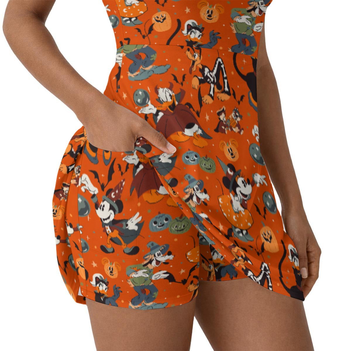 Vintage Halloween Parade - Women’s Sleeveless Athletic Skater Dress with Built-In Shorts