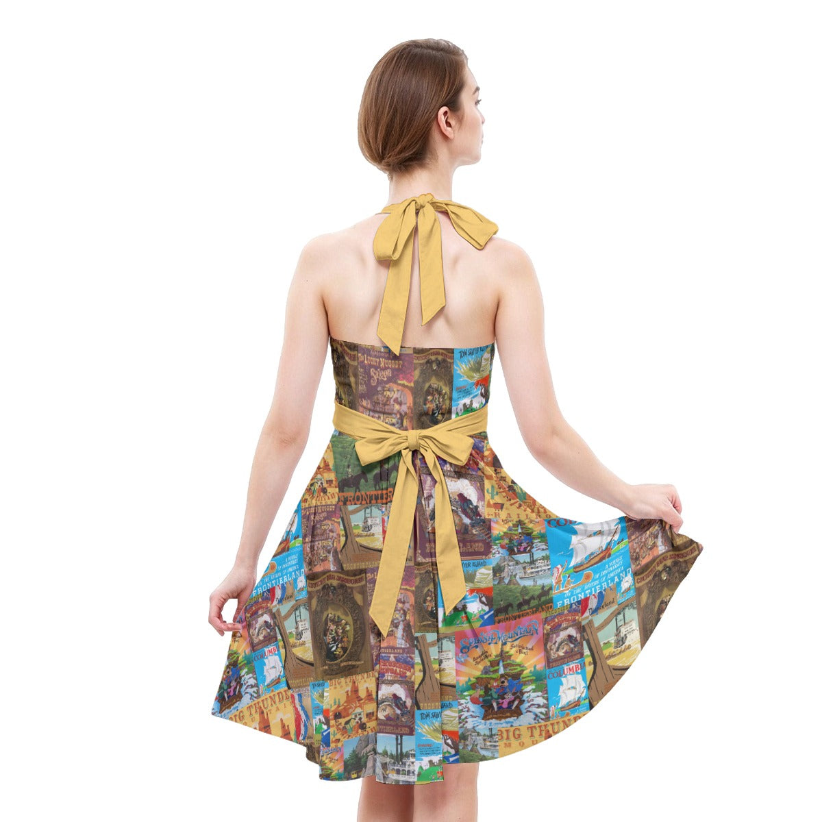 Vintage Frontier Ride Posters - Women's Halter Vintage Pocket Dress