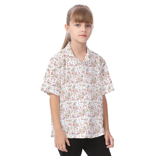 Woodland Bunny Cottagecore - Kid's Hawaiian Button Up Shirt