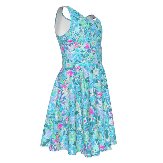 Bright Floral Flight - Peter Pan - Kid's Sleeveless Skater Dress