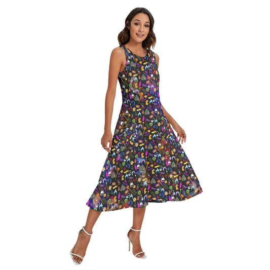 Villainous Icons Collage - Women’s Diagonal Pocket Midi Dress