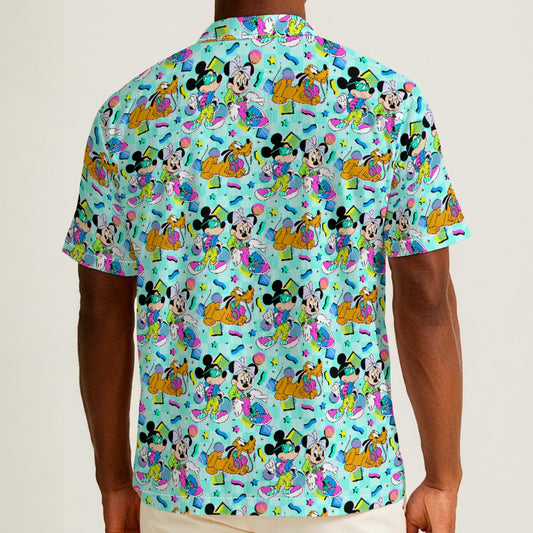 80s Pop Party Pals - Men’s Cotton-Rich Button Up Shirt