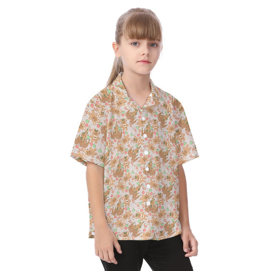 Festive Gingerbread Treats - Kid's Hawaiian Button Up Shirt