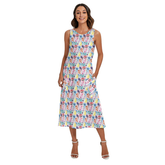 Floral Emotions - Women’s Diagonal Pocket Midi Dress