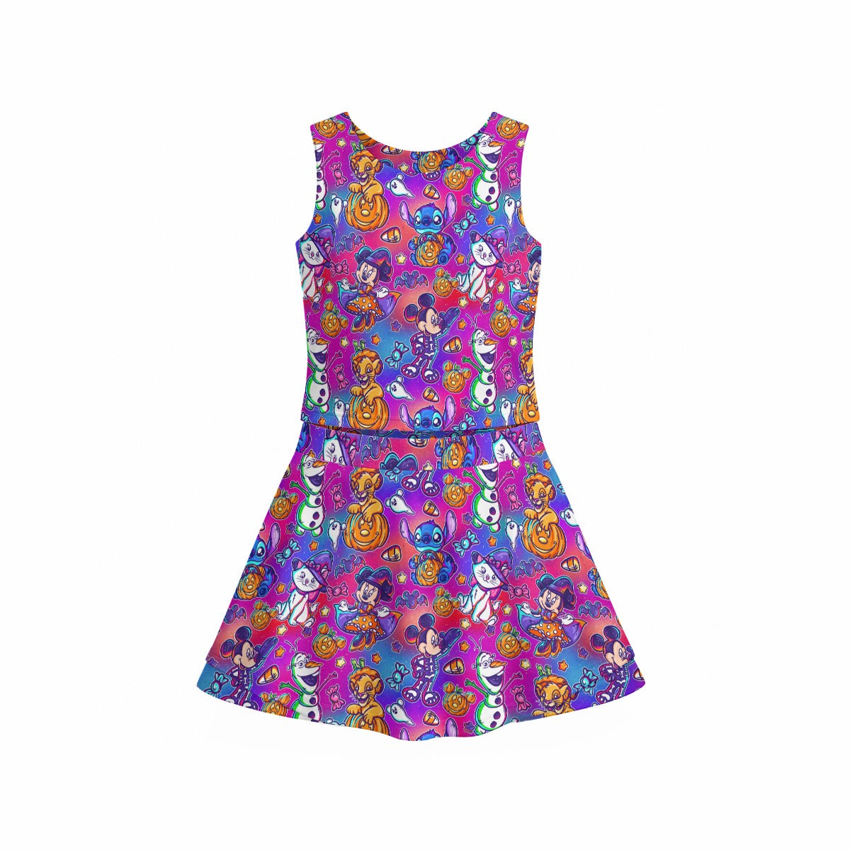 Classic Character Halloween Mashup - Women’s Athletic Skort Set with Open-Back Crop Top