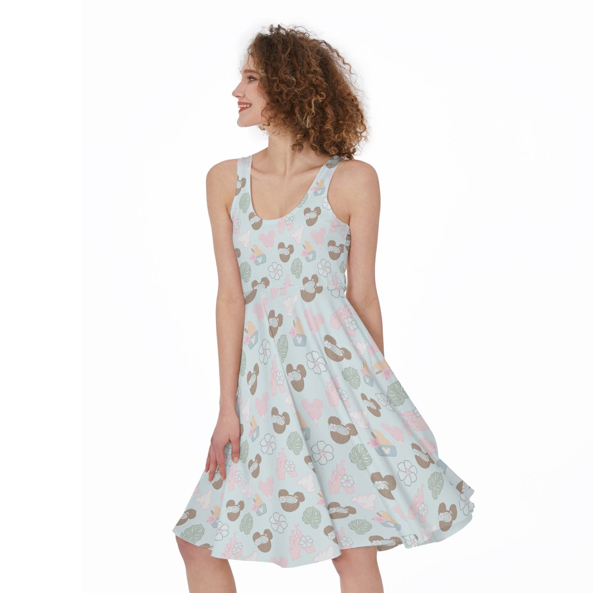 Pastel Island Treats - Pocket Midi Skater Dress