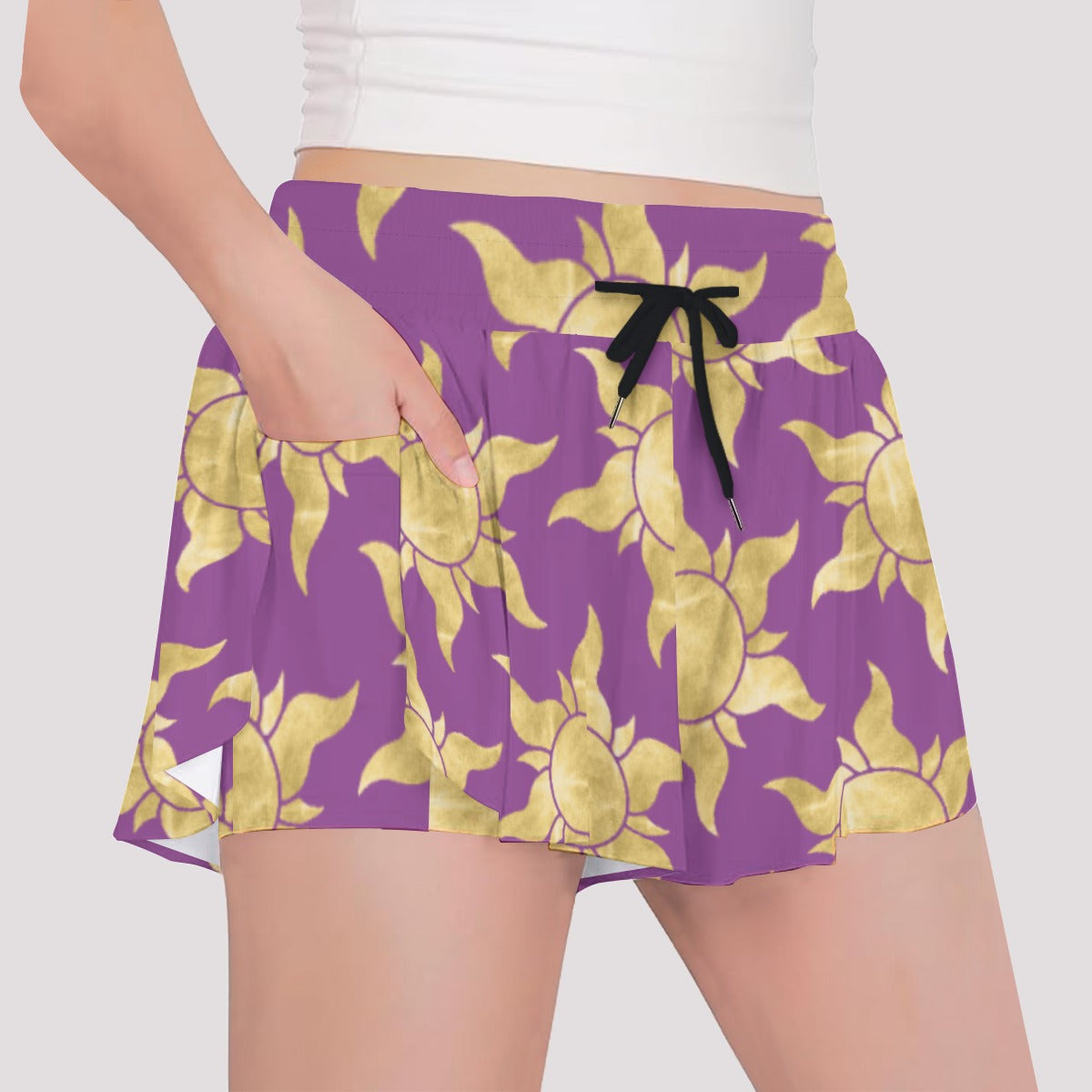 Golden Sun Symbols - Girls’ Flowy Pocket Shorts