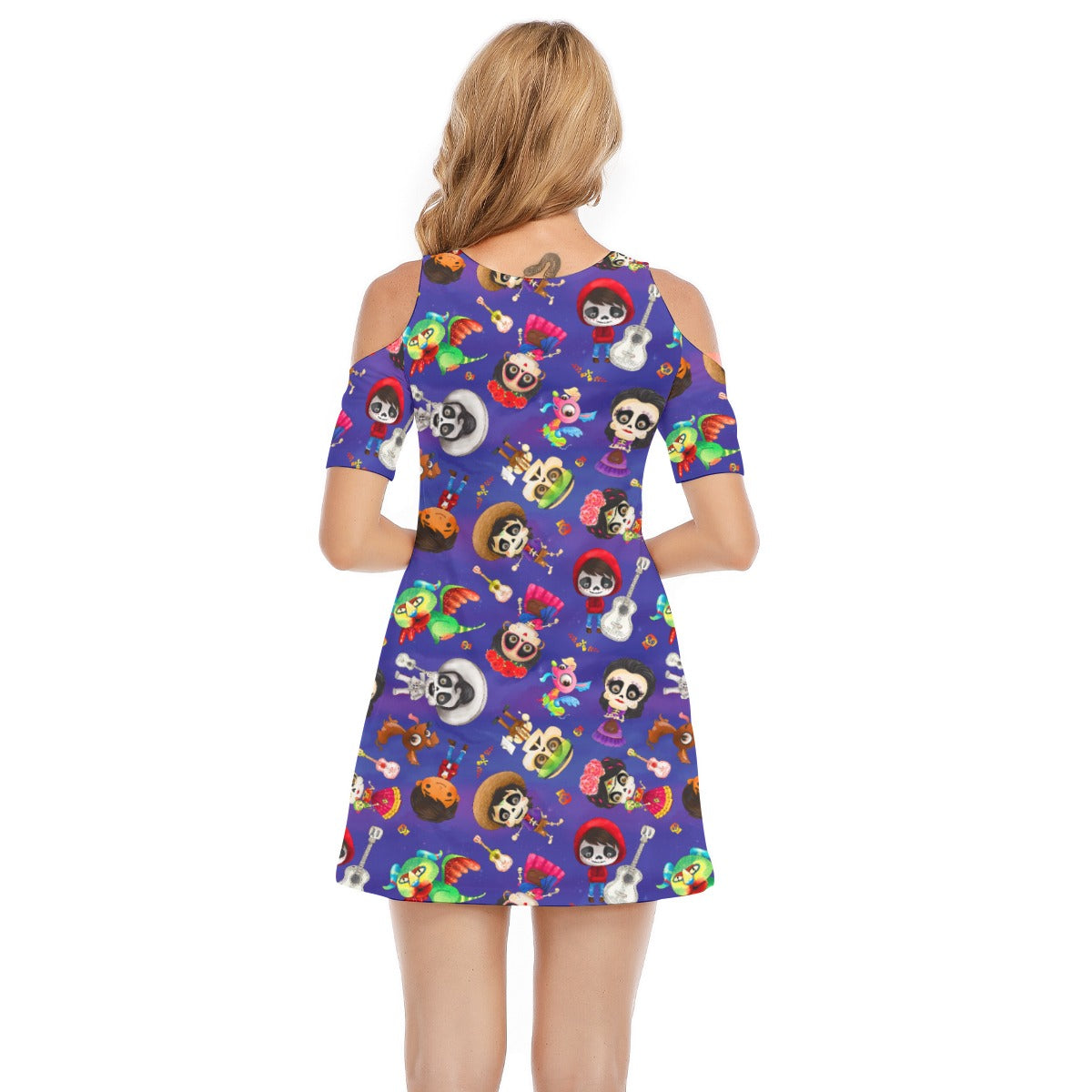 Poco Loco Día de Muertos - Women's Cold Shoulder Cotton Dress