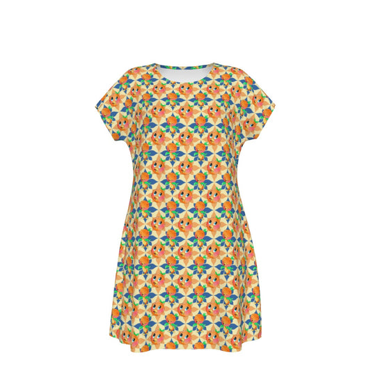 Retro Citrus Play - Women's T-Shirt Dress