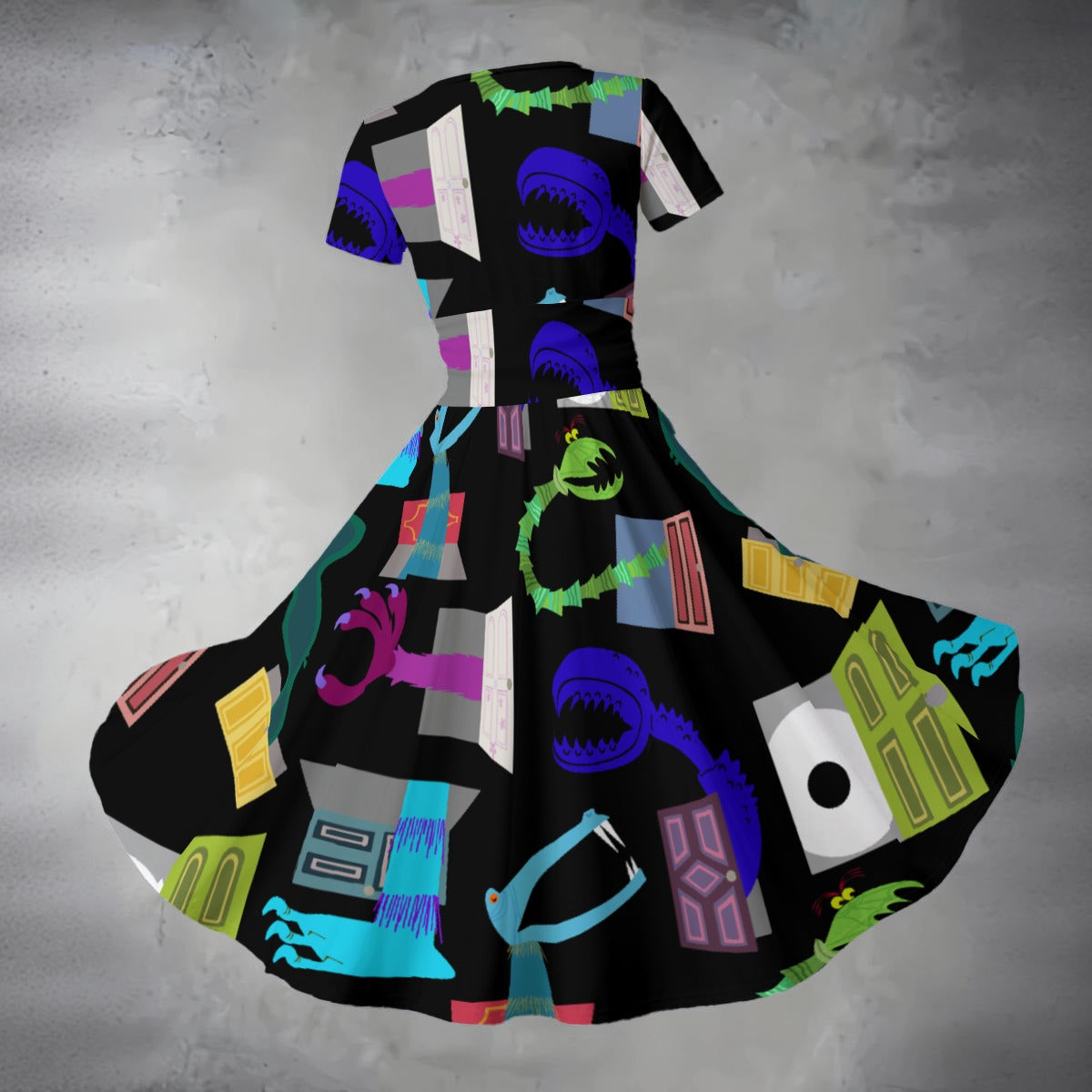 Monsters in Closets - Women's V-Neck Ruched Midi Dress