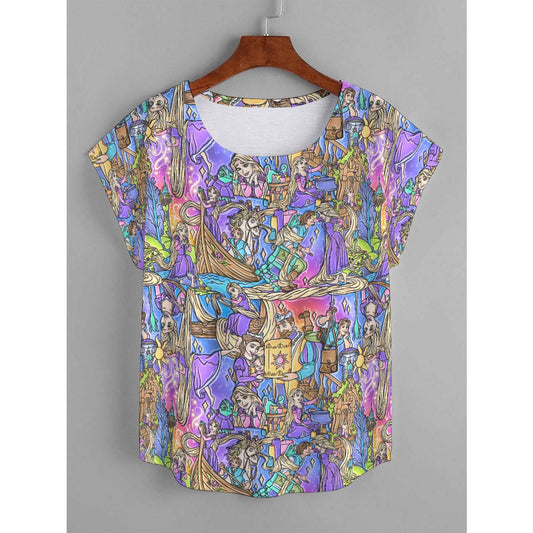Golden Hair Storybook Scenes - Women’s Relaxed Fit Scoop Tee