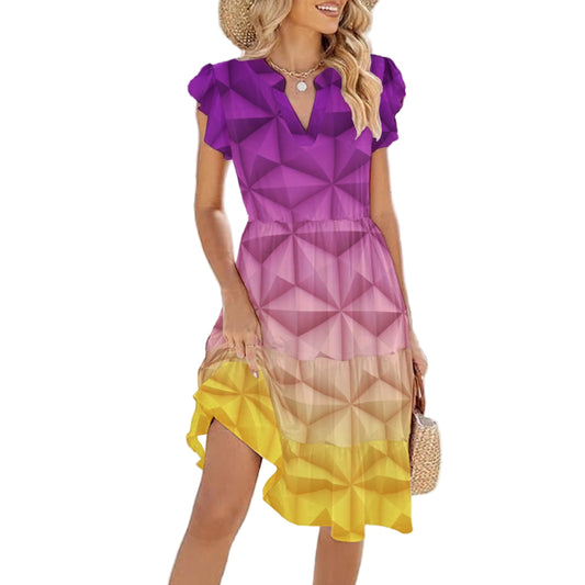 Geometric Spaceship Sphere - Women's Tiered Pocket Midi Dress