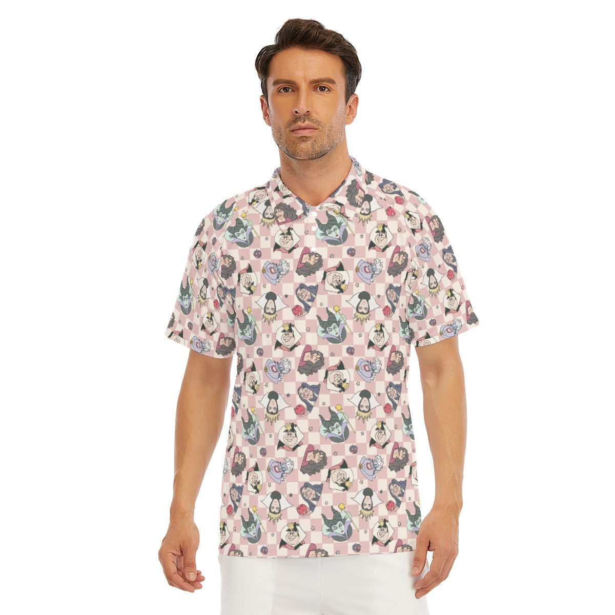 Pink Checkerboard Villains - Men's Polo Shirt