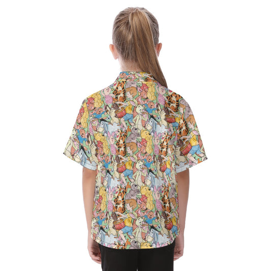 Sketched Hundred Acre Crew - Kid's Hawaiian Button Up Shirt