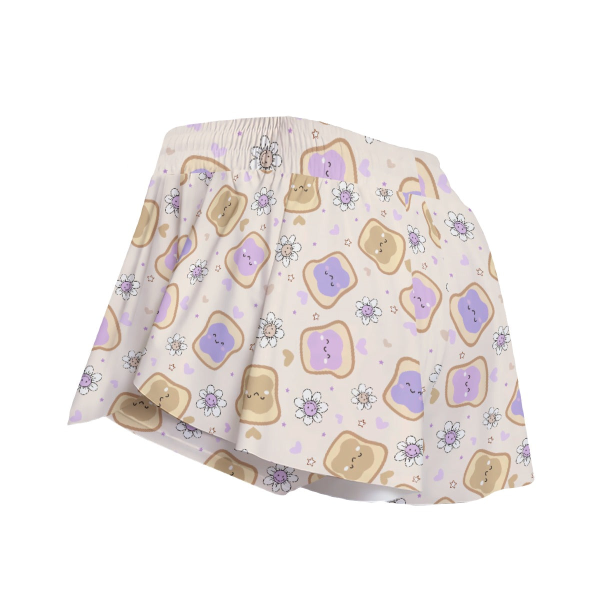 Kawaii Peanut Butter and Jelly Sandwiches - Women's Flowy Pocket Shorts