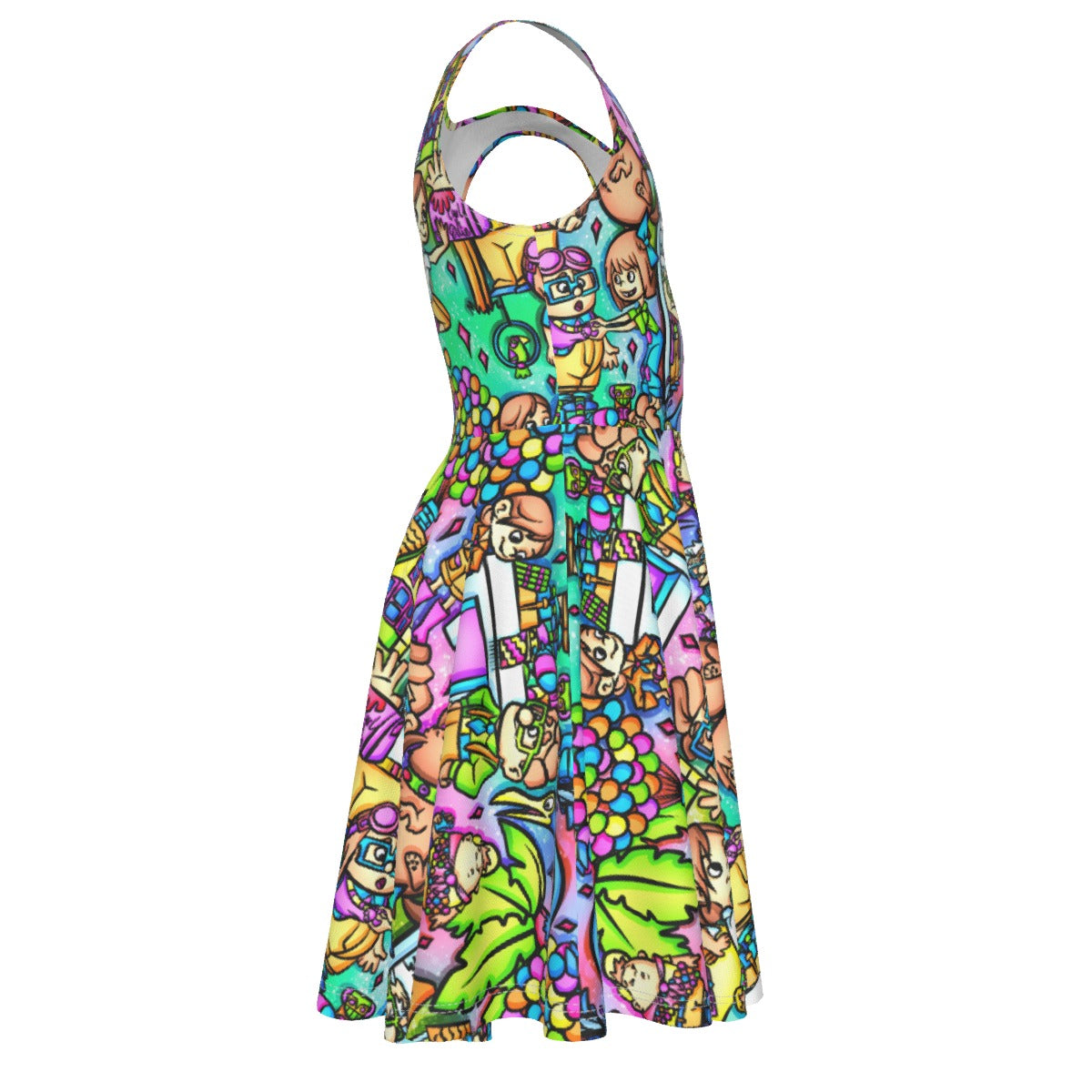 Balloon House Adventure Scenes - Kid's Sleeveless Skater Dress