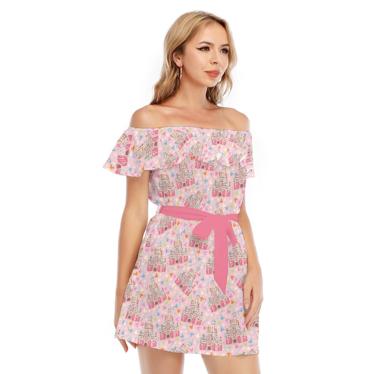 25th Birthday Cake Castle - Women's Off-shoulder Ruffle Dress