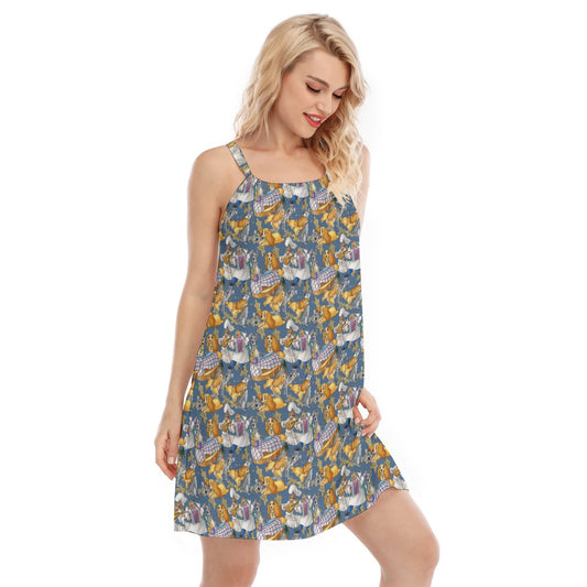 Puppy Love Sketch - Women’s Adjustable Sundress