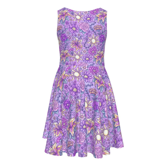 Fairytale Florals - Rapunzel Inspired - Kid's Sleeveless Skater Dress