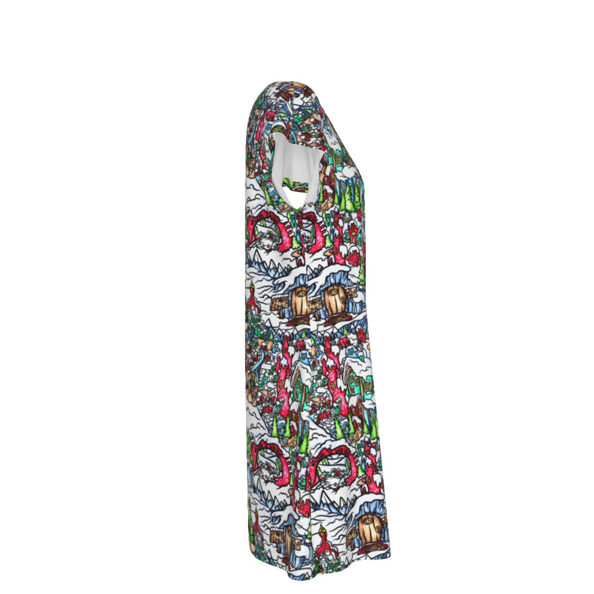 Whimsical Village Winter Wonderland - Women's T-Shirt Dress