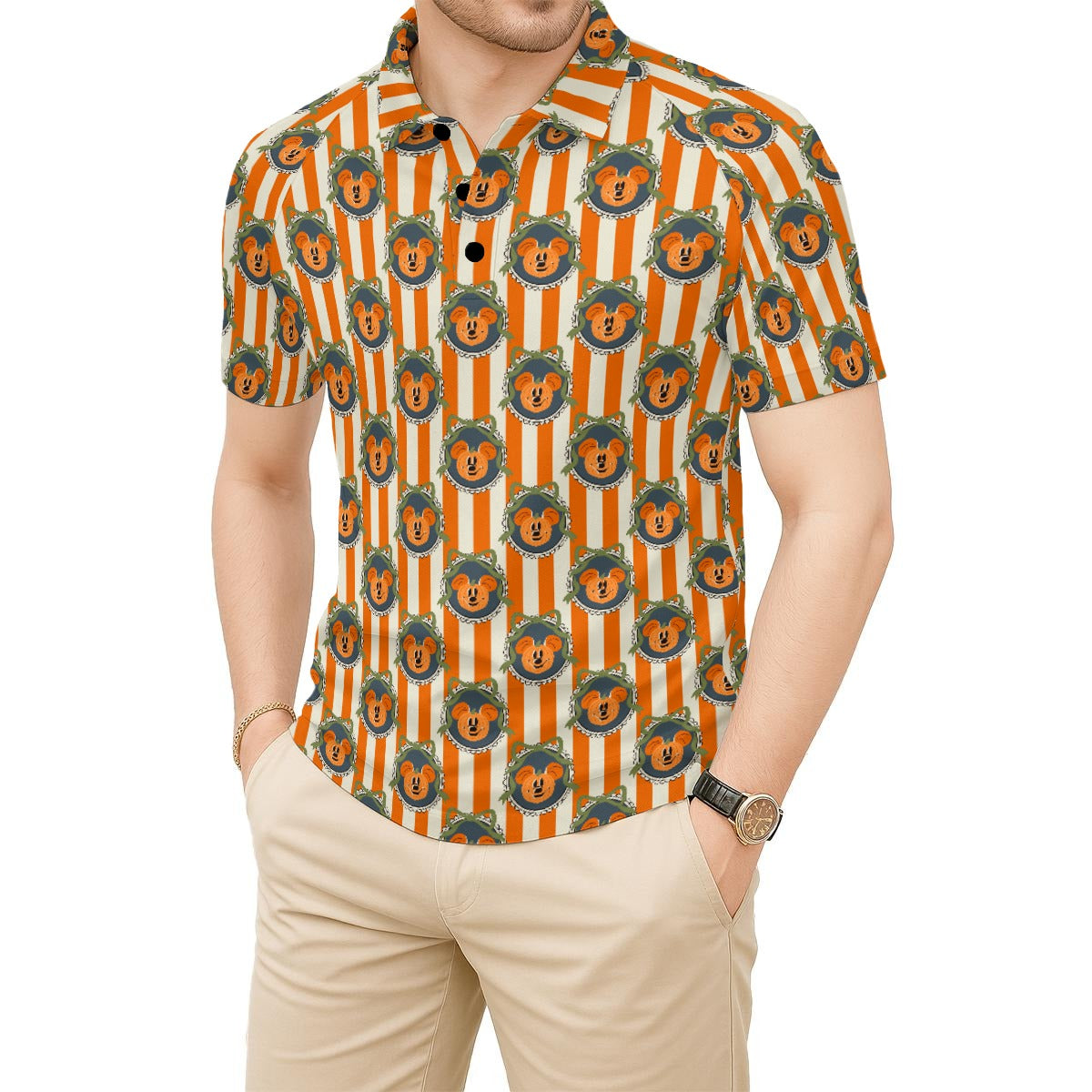 Pumpkin Cameo Stripes - Men's Polo Shirt