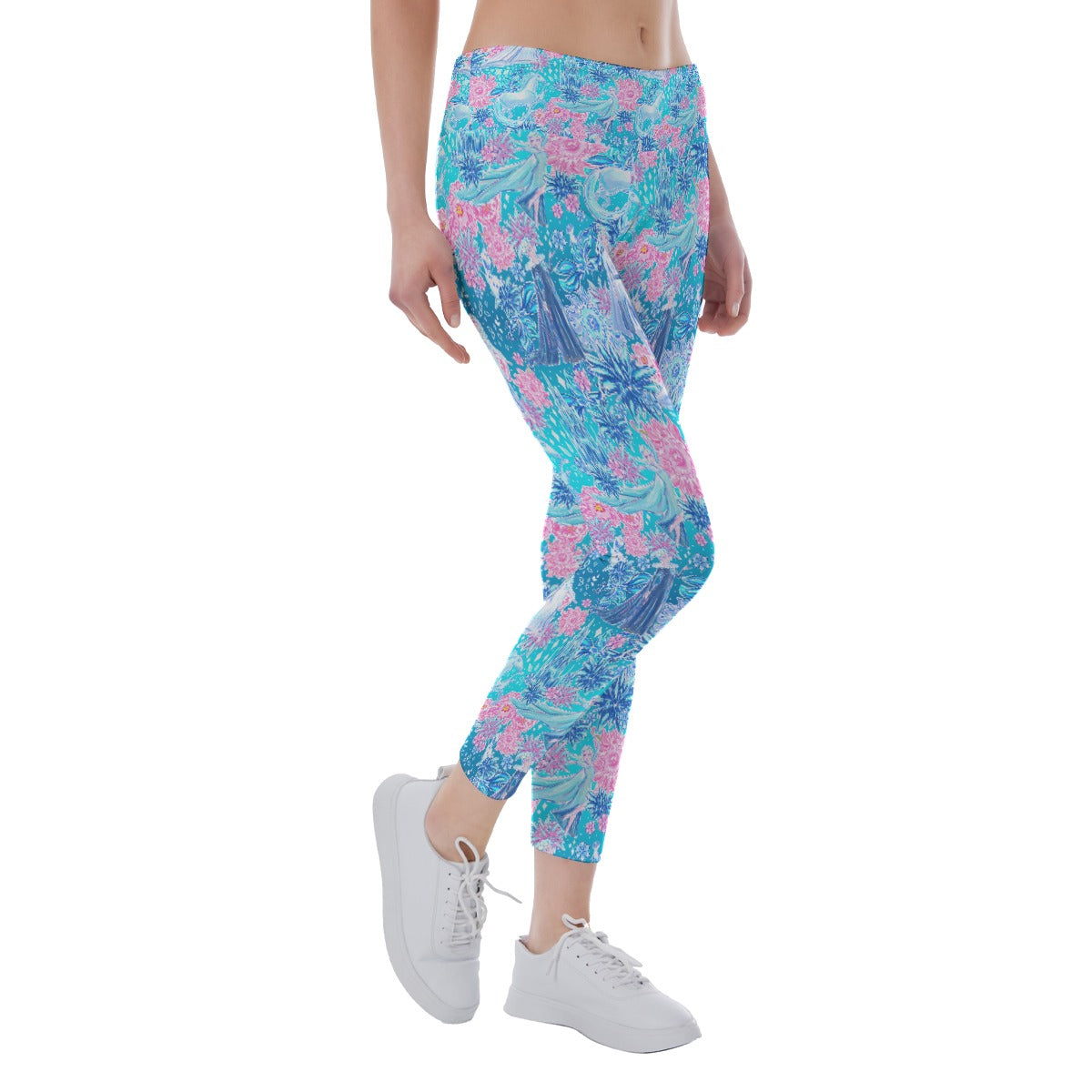 Ice Queen Frosted Florals - Women's Yoga Leggings