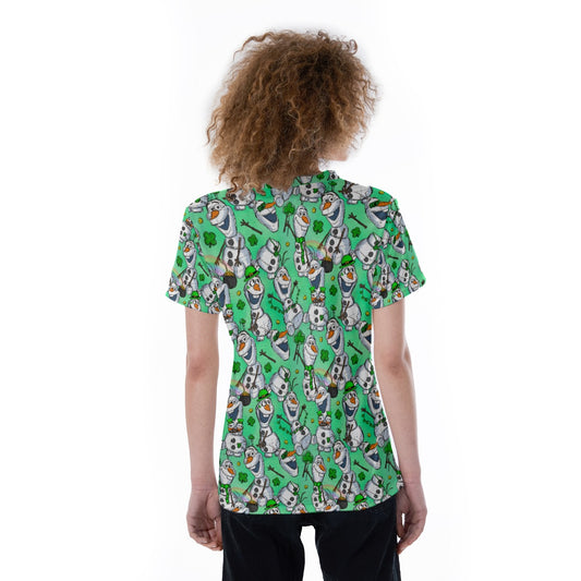Sketched Snowman St. Patrick’s Day - Women's Short Sleeve V-Neck T-Shirt