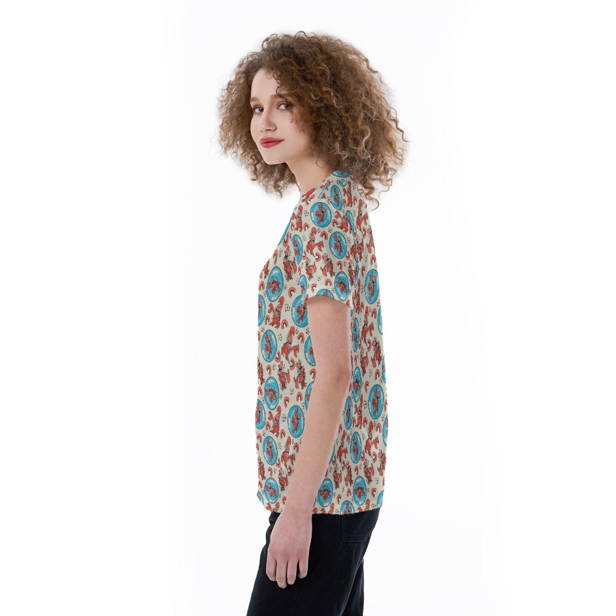 Joyful Crab by the Sea - Women's Short Sleeve V-Neck T-Shirt