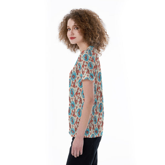 Joyful Crab by the Sea - Women's Short Sleeve V-Neck T-Shirt