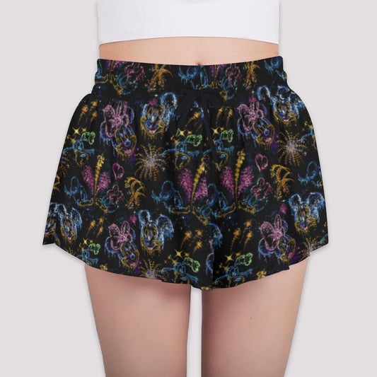 Mouse Friends’ Love in the Sky - Girls’ Flowy Pocket Shorts
