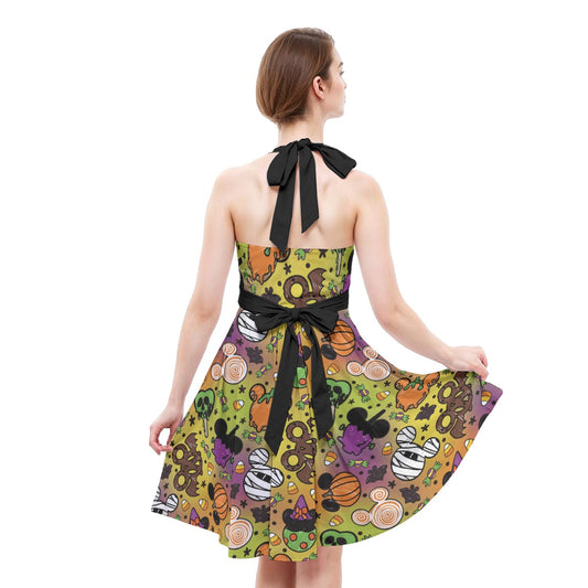 Monster Snacks Treats - Women's Halter Vintage Pocket Dress
