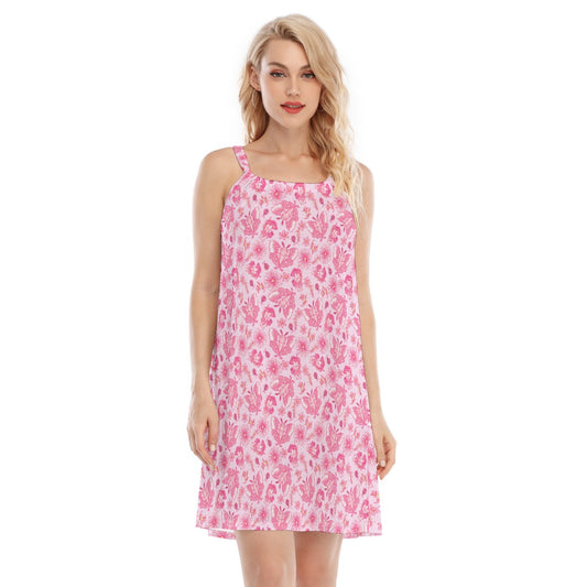 Pink Mushroom Moths - Women’s Adjustable Sundress