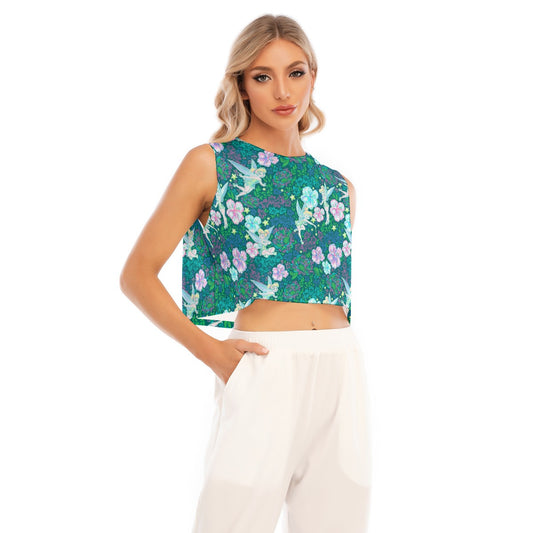 Pixie in Neon Blooms - Women’s Sleeveless Cropped Tee