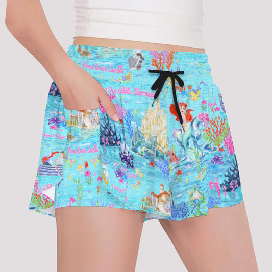 Ocean Wonderland Dreams - Girls’ Flowy Pocket Shorts