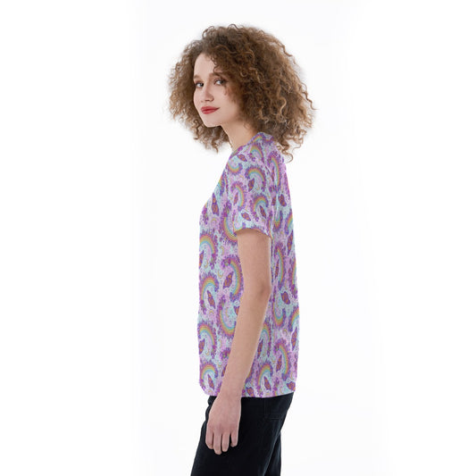 Monarch Butterflies &amp; Rainbows - Women's Short Sleeve V-Neck T-Shirt