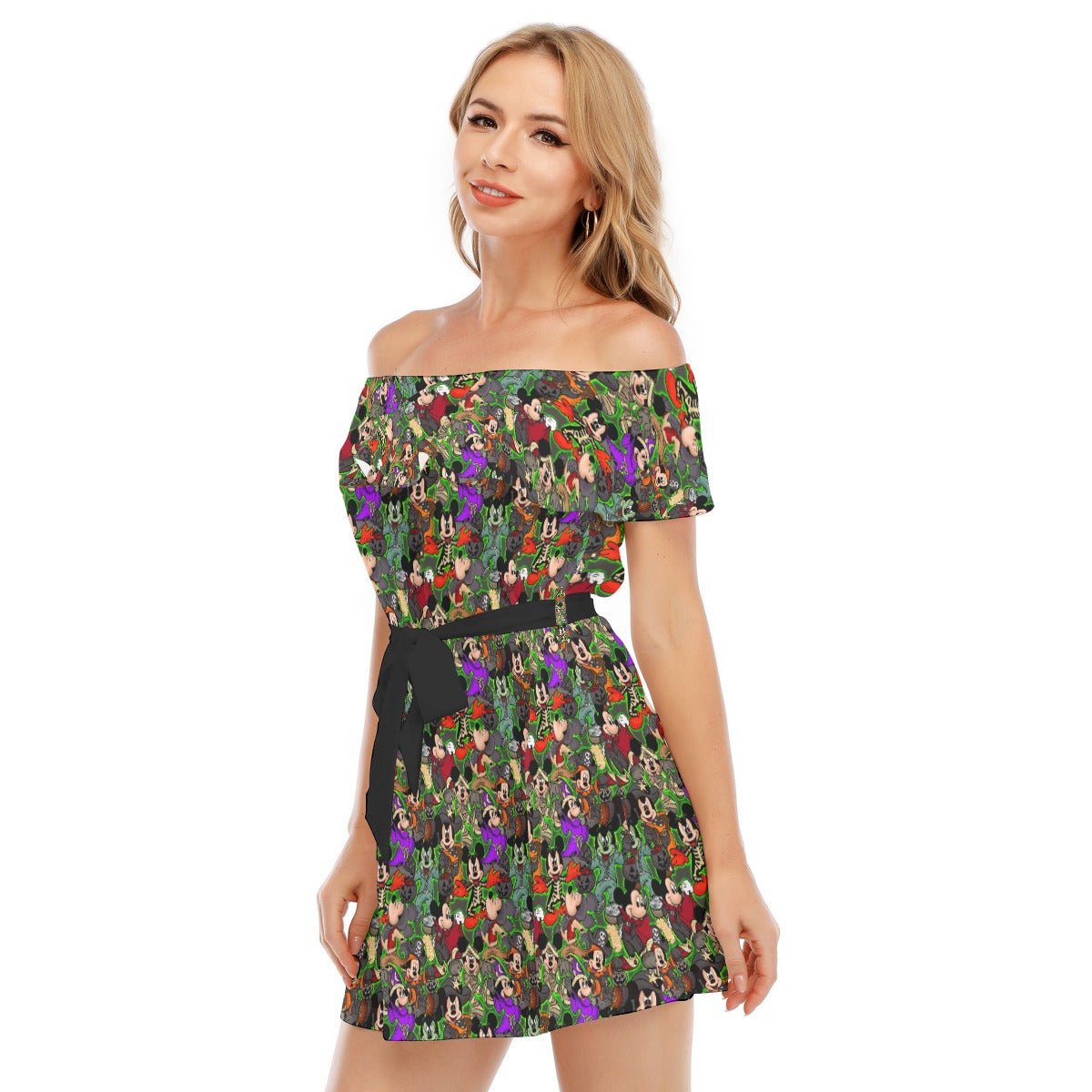 Halloween Costume Mashup - Women's Off-shoulder Ruffle Dress