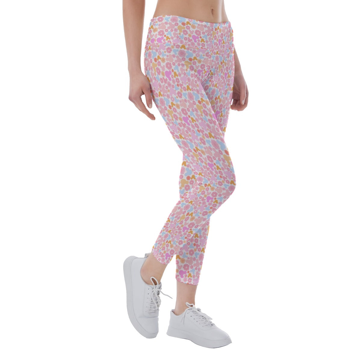 Retro Floral Mouse - Women's Yoga Leggings