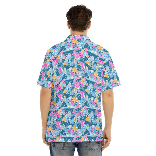 Bright Tropical Whimsy - Steamboat Mickey - Men's Hawaiian Button Up Shirt