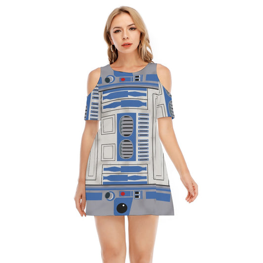 Little Blue Droid - Women's Cold Shoulder Cotton Dress