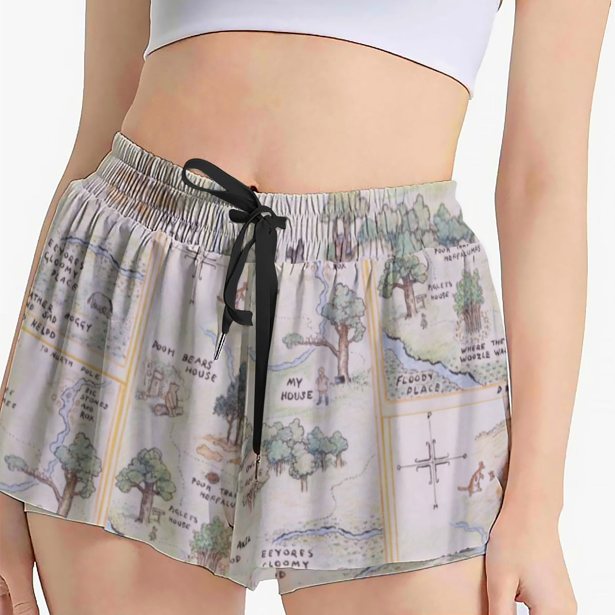 Hundred Acre Map - Women's Flowy Pocket Shorts