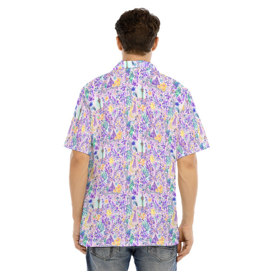 Bright Tropical Princess - Rapunzel - Men's Hawaiian Button Up Shirt