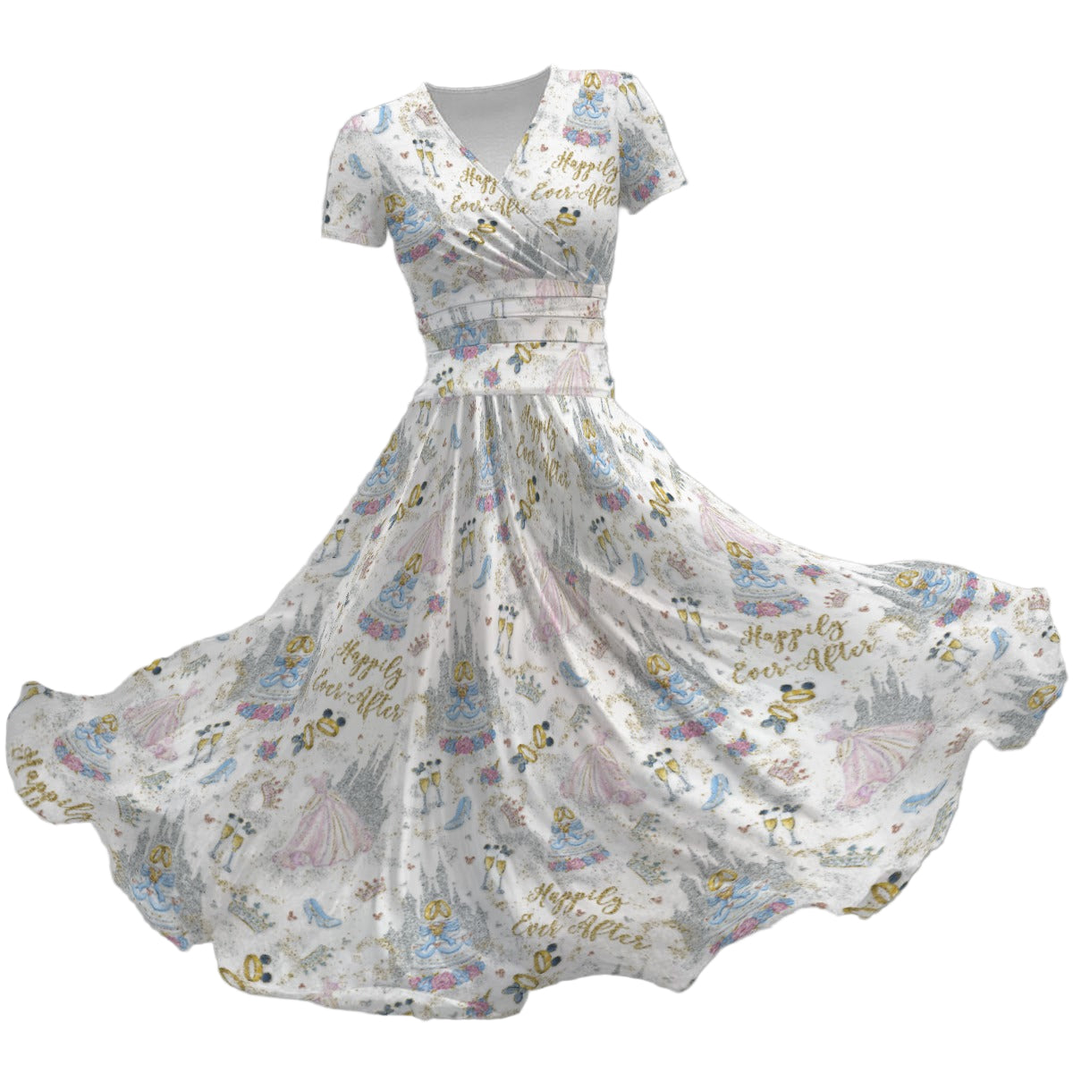 Happily Ever After Weddings - Women's V-Neck Ruched Midi Dress