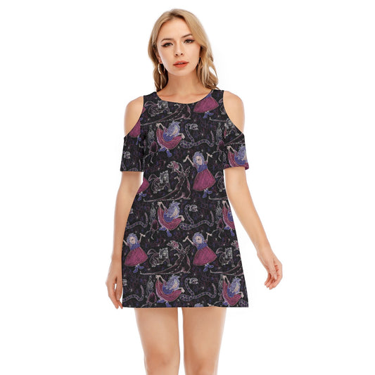 Marvelous Magical Mim - Women's Cold Shoulder Cotton Dress