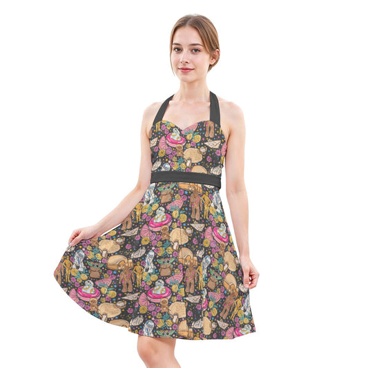 Tropical Space Squad - Women's Halter Vintage Pocket Dress