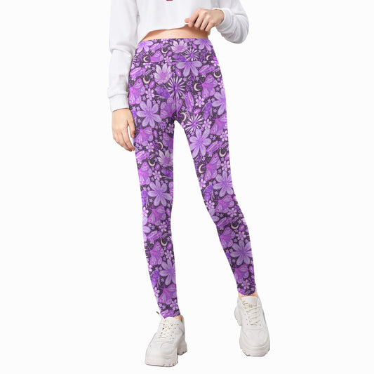 Purple Crystal Moths - Kid's Leggings
