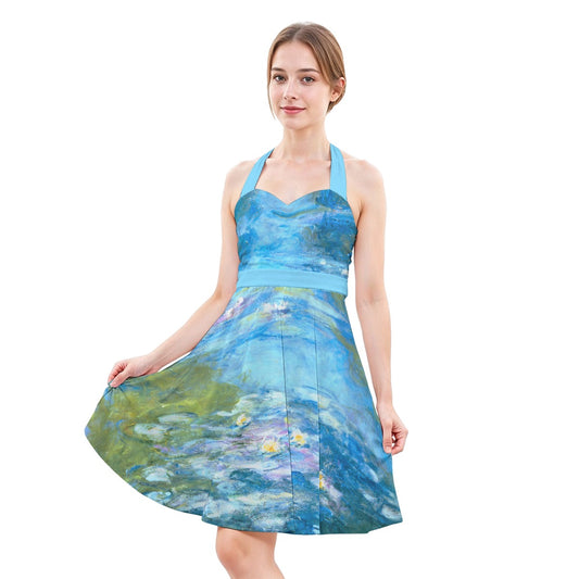 Monet Water Lillies - Women's Halter Vintage Pocket Dress