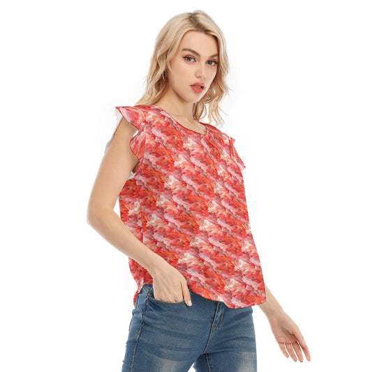 Animal Print - Flamingo - Women’s Flutter Sleeve Top