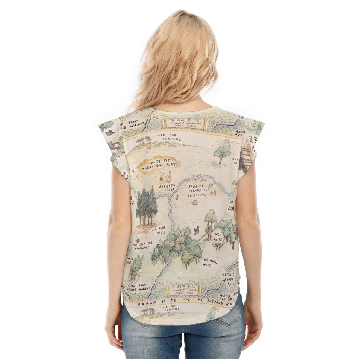 Hundred Acre Map - Women’s Flutter Sleeve Top