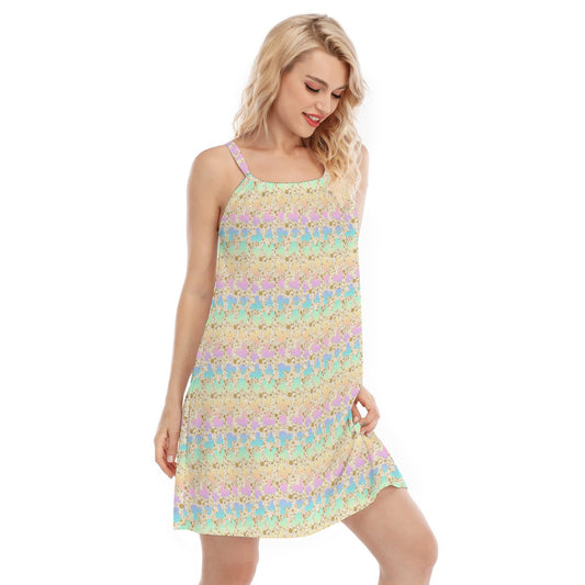 Gold Dot Rainbow Mouse Ears Castle - Women’s Adjustable Sundress
