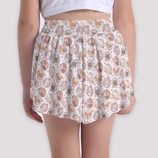 Festive Feline Baublescats - Girls’ Flowy Pocket Shorts